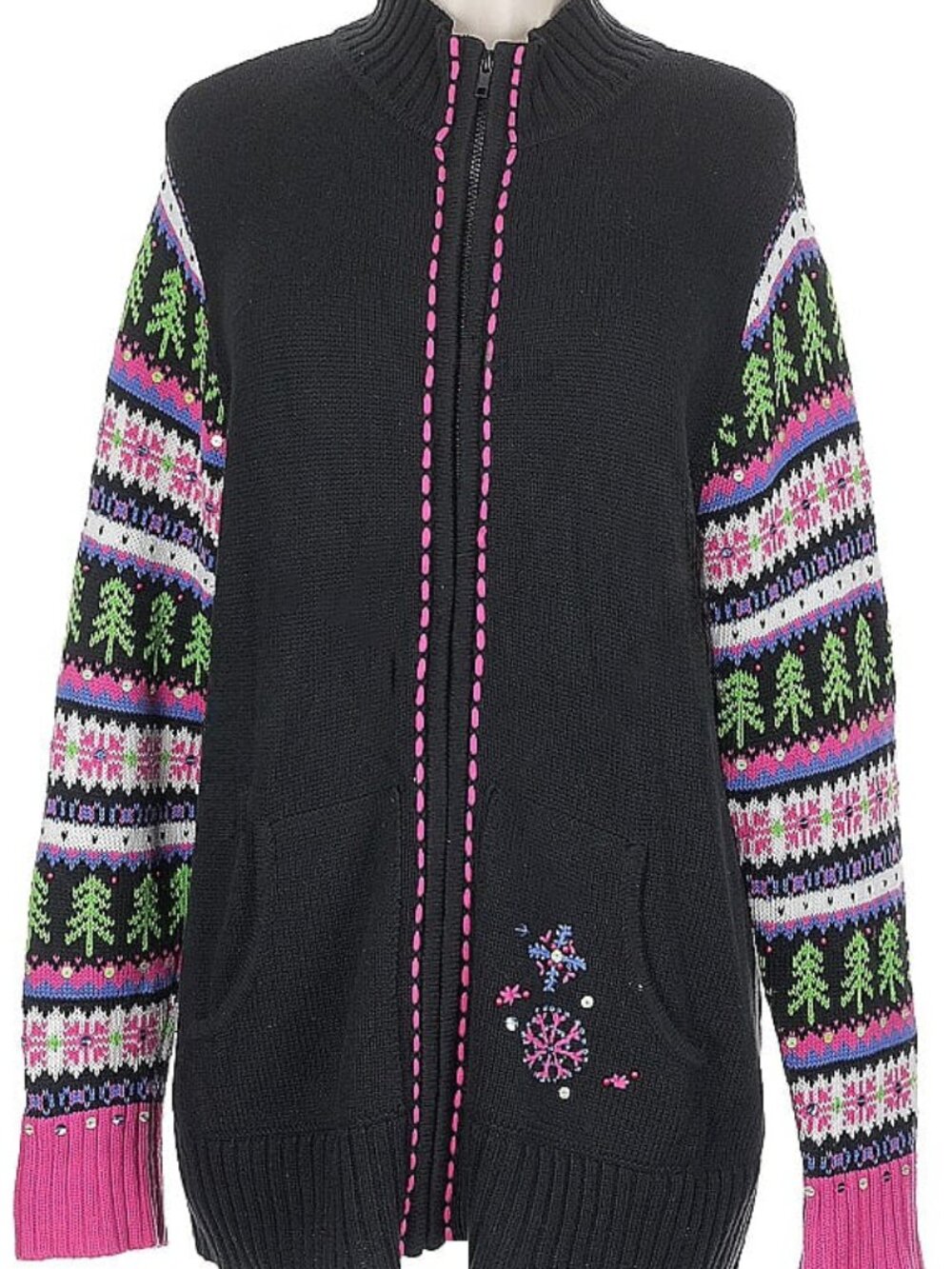 Quacker Factory Cardigan Winter Holiday Vintage Christmas Sz Large